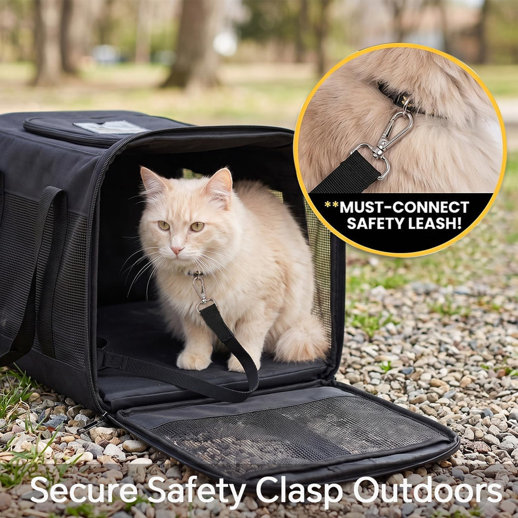 Cat Carrier Soft-Sided Pets Travel Carriers up to 15 Lbs,Black M